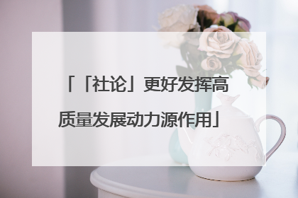 「社论」更好发挥高质量发展动力源作用
