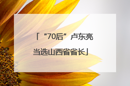 “70后”卢东亮当选山西省省长