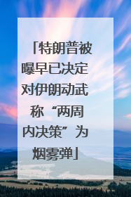 特朗普被曝早已决定对伊朗动武 称“两周内决策”为烟雾弹