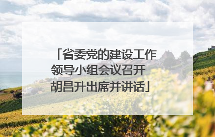 省委党的建设工作领导小组会议召开 胡昌升出席并讲话