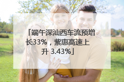 端午深汕西车流预增长33%，紫惠高速上升 3.43%
