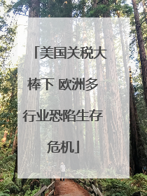 美国关税大棒下 欧洲多行业恐陷生存危机