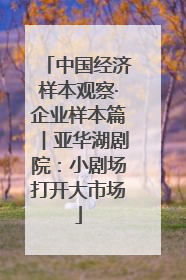 中国经济样本观察·企业样本篇︱亚华湖剧院：小剧场打开大市场
