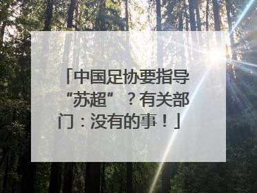 中国足协要指导“苏超”？有关部门：没有的事！