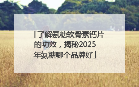 了解氨糖软骨素钙片的功效，揭秘2025年氨糖哪个品牌好