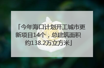 今年海口计划开工城市更新项目14个，总建筑面积约138.2万立方米