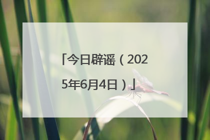 今日辟谣（2025年6月4日）