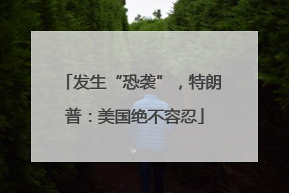 发生“恐袭”，特朗普：美国绝不容忍
