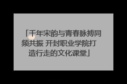 千年宋韵与青春脉搏同频共振 开封职业学院打造行走的文化课堂
