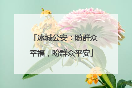 冰城公安：盼群众幸福，盼群众平安