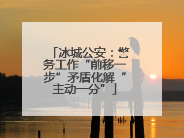 冰城公安：警务工作“前移一步”矛盾化解“主动一分”