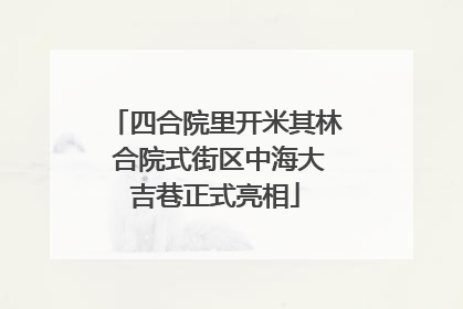 四合院里开米其林 合院式街区中海大吉巷正式亮相