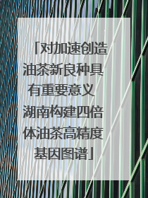 对加速创造油茶新良种具有重要意义 湖南构建四倍体油茶高精度基因图谱