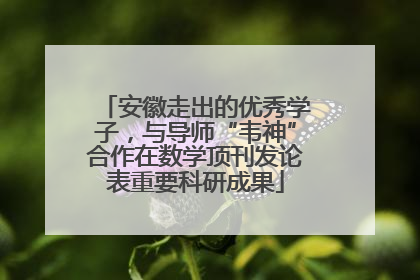 安徽走出的优秀学子，与导师“韦神”合作在数学顶刊发论表重要科研成果