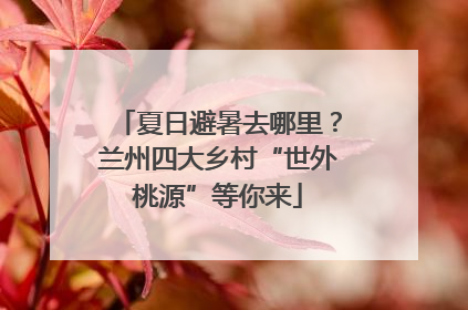 夏日避暑去哪里？兰州四大乡村“世外桃源”等你来