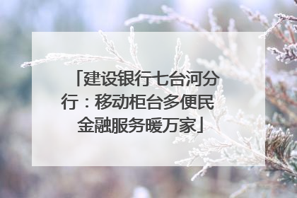 建设银行七台河分行：移动柜台多便民 金融服务暖万家