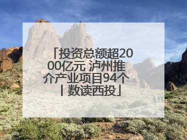 投资总额超2000亿元 泸州推介产业项目94个丨数读西投