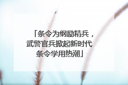 条令为纲励精兵，武警官兵掀起新时代条令学用热潮