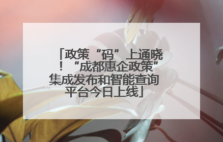 政策“码”上通晓！“成都惠企政策”集成发布和智能查询平台今日上线