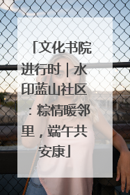 文化书院进行时｜水印蓝山社区：粽情暖邻里，端午共安康