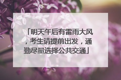 明天午后有雷雨大风，考生请提前出发，通勤尽量选择公共交通