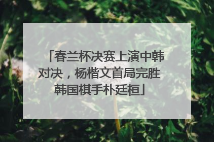春兰杯决赛上演中韩对决，杨楷文首局完胜韩国棋手朴廷桓
