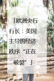 欧洲央行行长：美国主导的经济秩序“正在破裂”