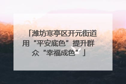 潍坊寒亭区开元街道用“平安底色”提升群众“幸福成色”
