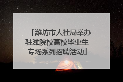 潍坊市人社局举办驻潍院校高校毕业生专场系列招聘活动