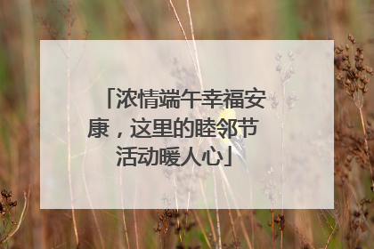 浓情端午幸福安康，这里的睦邻节活动暖人心