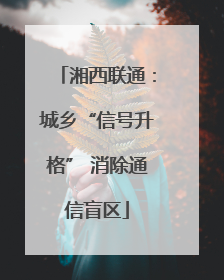 湘西联通：城乡“信号升格” 消除通信盲区