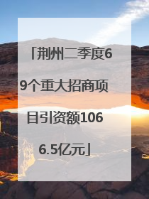 荆州二季度69个重大招商项目引资额1066.5亿元