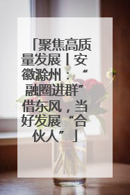 聚焦高质量发展丨安徽滁州：“融圈进群”借东风，当好发展“合伙人”