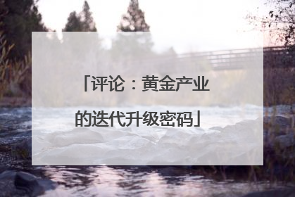 评论：黄金产业的迭代升级密码