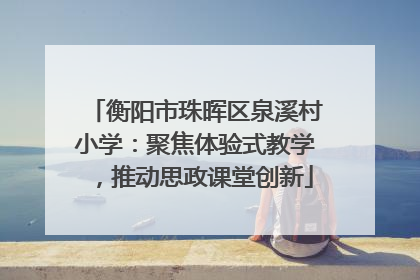 衡阳市珠晖区泉溪村小学：聚焦体验式教学，推动思政课堂创新