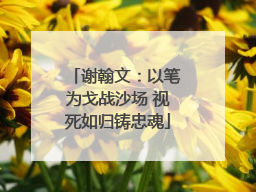 谢翰文：以笔为戈战沙场 视死如归铸忠魂