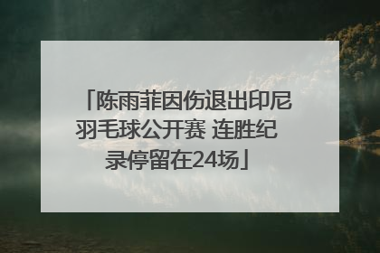 陈雨菲因伤退出印尼羽毛球公开赛 连胜纪录停留在24场