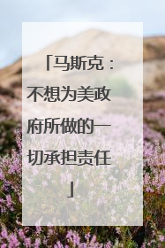 马斯克：不想为美政府所做的一切承担责任