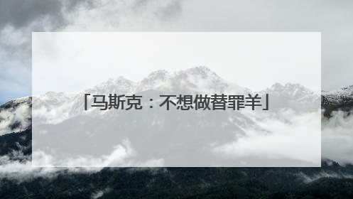 马斯克：不想做替罪羊