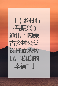 （乡村行·看振兴）通讯：内蒙古乡村公益岗托底农牧民“稳稳的幸福”
