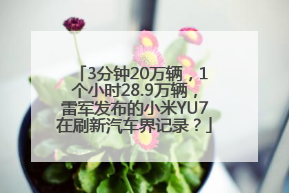 3分钟20万辆，1个小时28.9万辆，雷军发布的小米YU7在刷新汽车界记录？