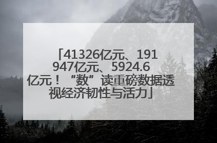 41326亿元、191947亿元、5924.6亿元！“数”读重磅数据透视经济韧性与活力