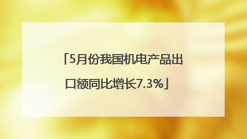 5月份我国机电产品出口额同比增长7.3%
